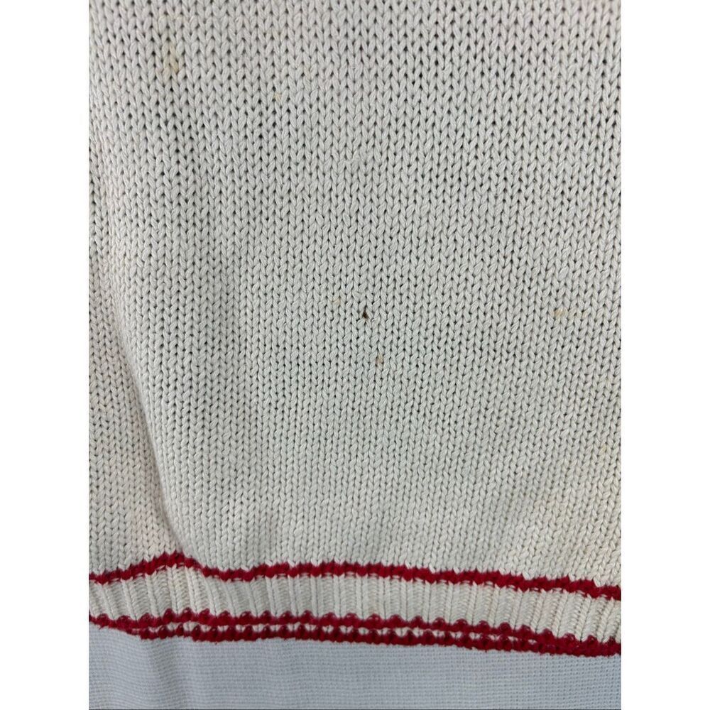 Vtg Casual Corner Christmas Sweater M Hand Knit Bear Tree Beaded Cottage Holiday - Picture 15 of 16